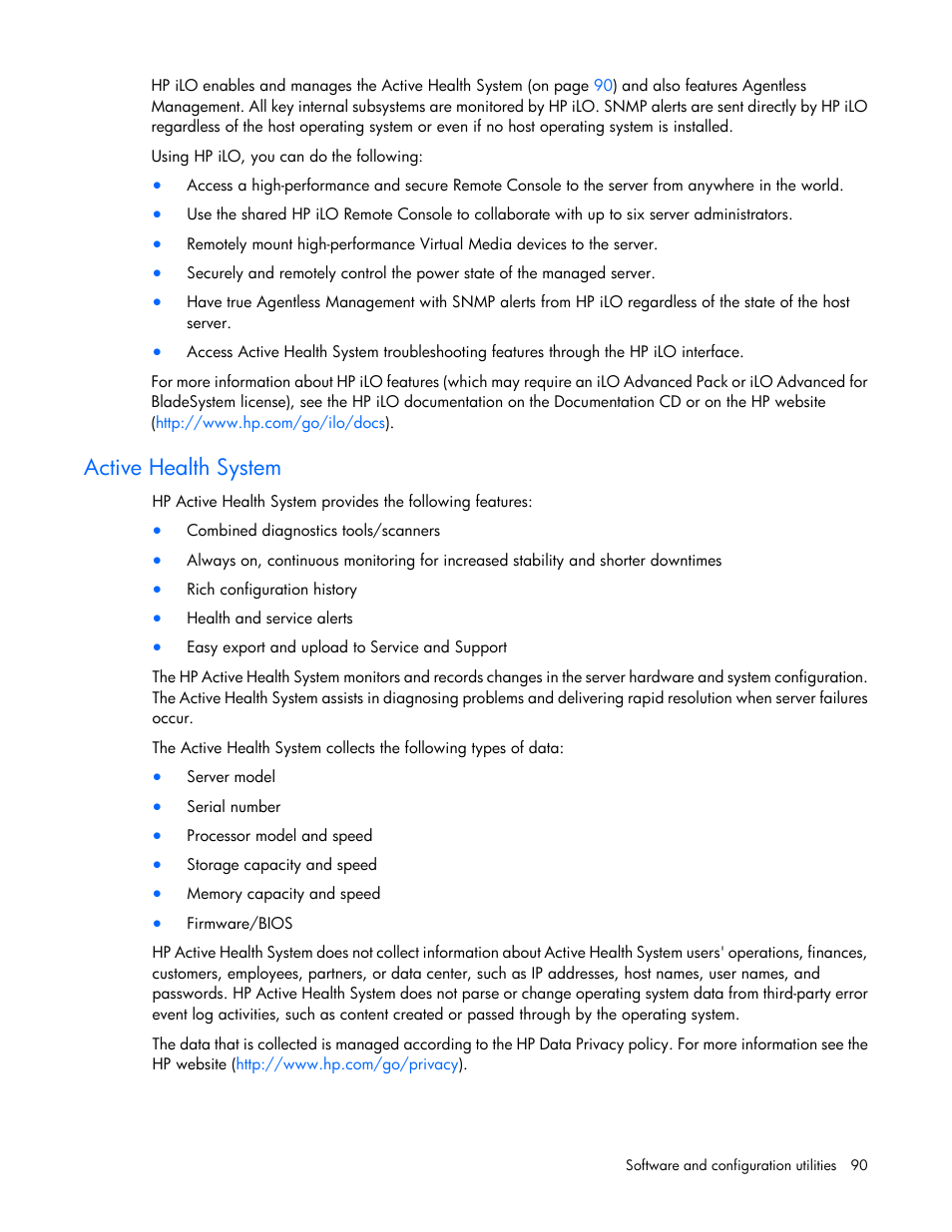 Active health system | HP ProLiant DL380 Server User Manual | Page 90 / 128