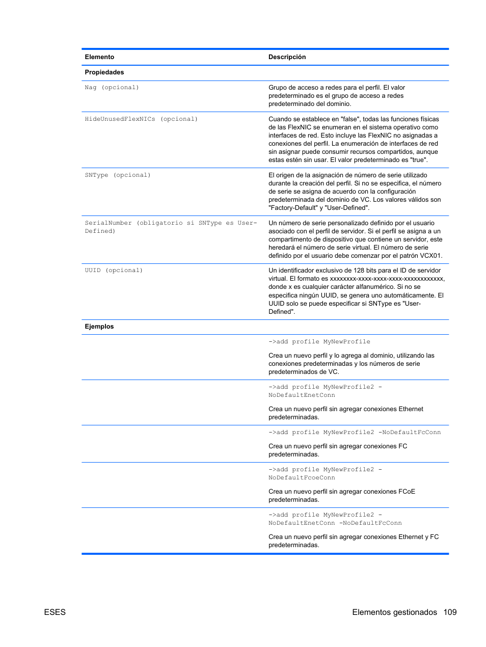Eses elementos gestionados 109 | HP Módulo de conexión virtual HP FlexFabric de 10 Gb24 puertos para BladeSystem clase-c User Manual | Page 116 / 268