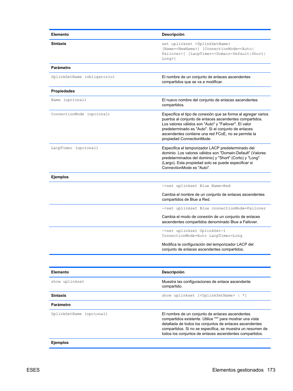 Eses elementos gestionados 173 | HP Módulo de conexión virtual HP FlexFabric de 10 Gb24 puertos para BladeSystem clase-c User Manual | Page 180 / 268