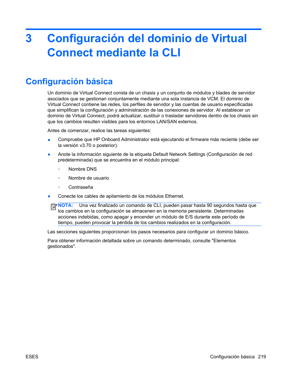 Configuración básica | HP Módulo de conexión virtual HP FlexFabric de 10 Gb24 puertos para BladeSystem clase-c User Manual | Page 226 / 268
