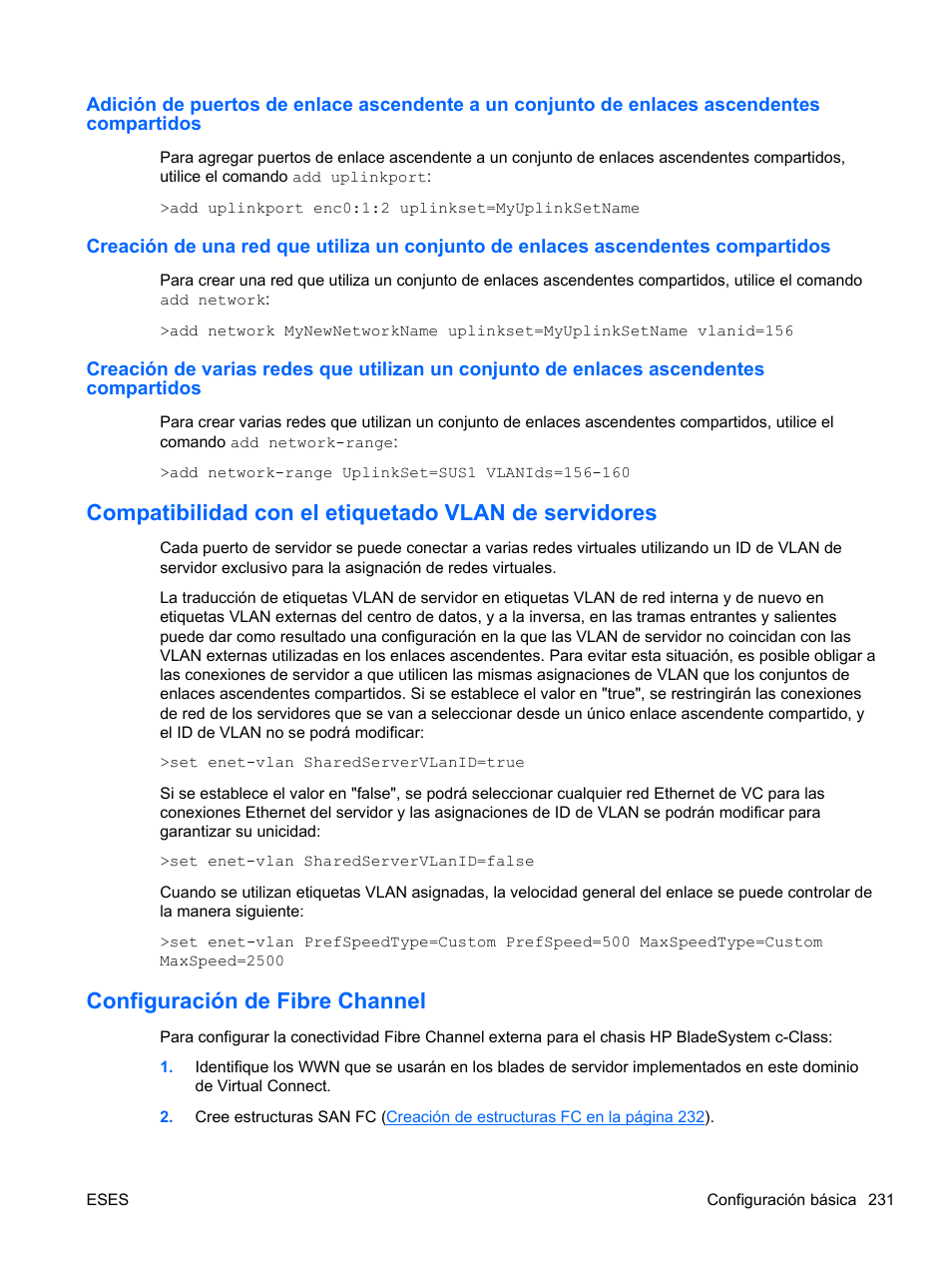 Configuración de fibre channel | HP Módulo de conexión virtual HP FlexFabric de 10 Gb24 puertos para BladeSystem clase-c User Manual | Page 238 / 268