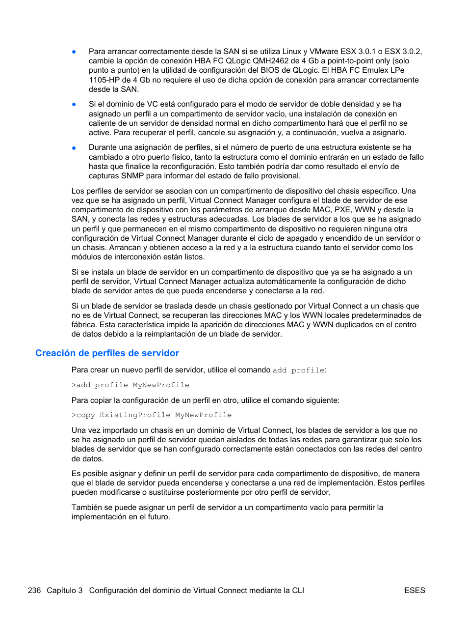 Creación de perfiles de servidor | HP Módulo de conexión virtual HP FlexFabric de 10 Gb24 puertos para BladeSystem clase-c User Manual | Page 243 / 268
