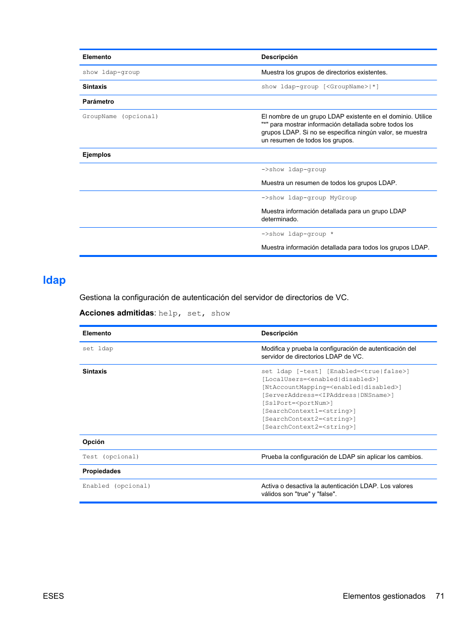 Ldap | HP Módulo de conexión virtual HP FlexFabric de 10 Gb24 puertos para BladeSystem clase-c User Manual | Page 78 / 268