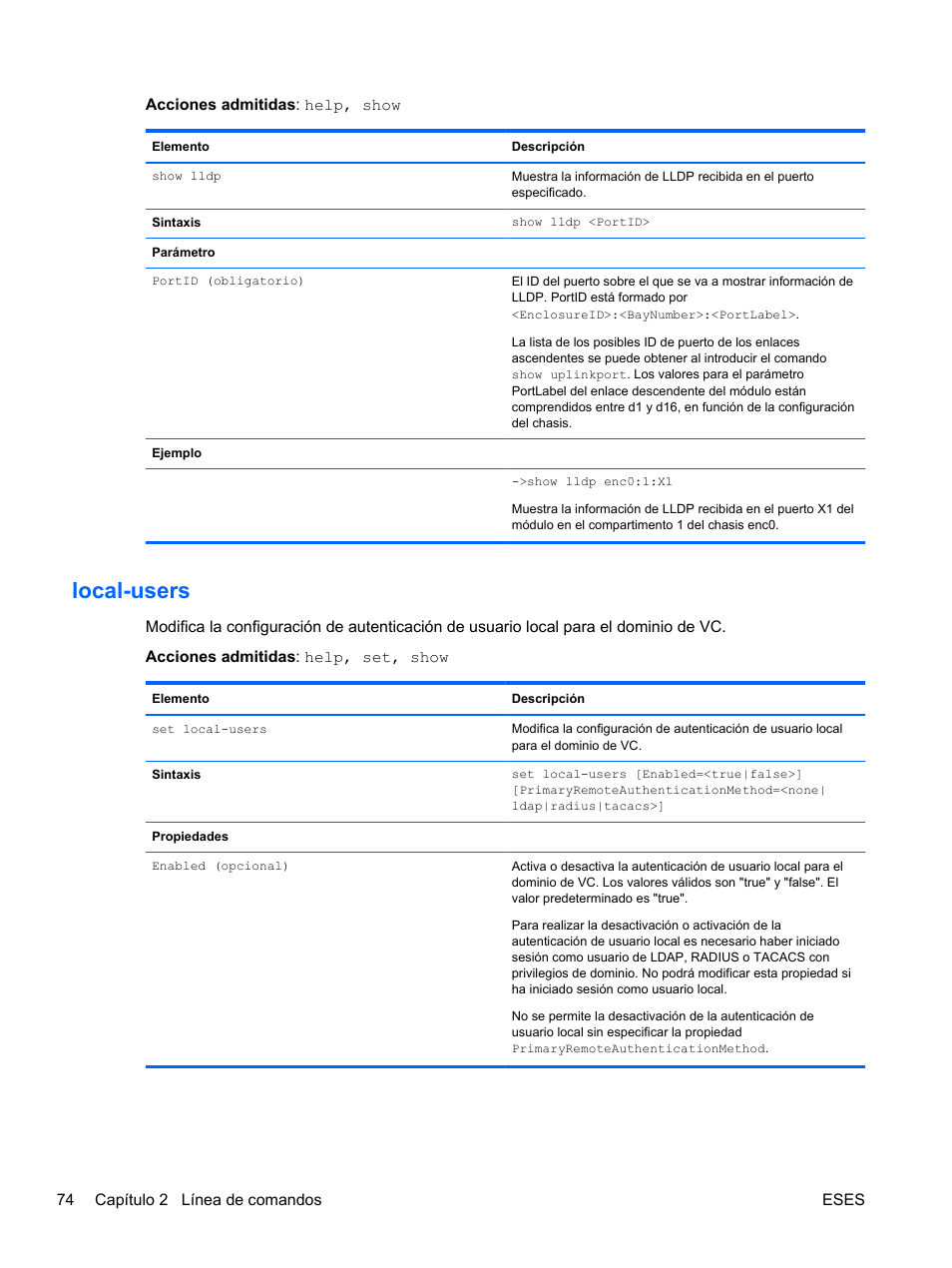 Local-users, Users | HP Módulo de conexión virtual HP FlexFabric de 10 Gb24 puertos para BladeSystem clase-c User Manual | Page 81 / 268