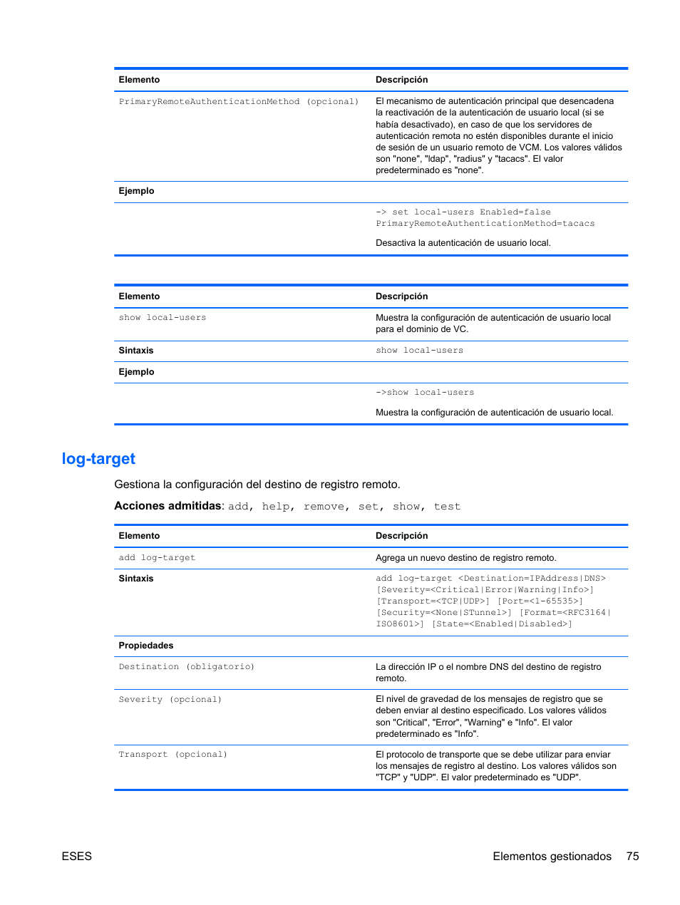 Log-target | HP Módulo de conexión virtual HP FlexFabric de 10 Gb24 puertos para BladeSystem clase-c User Manual | Page 82 / 268