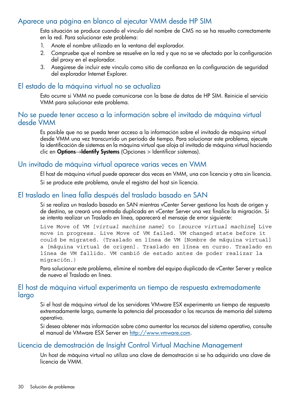 El estado de la máquina virtual no se actualiza | HP Software HP Insight Control para Linux User Manual | Page 30 / 60