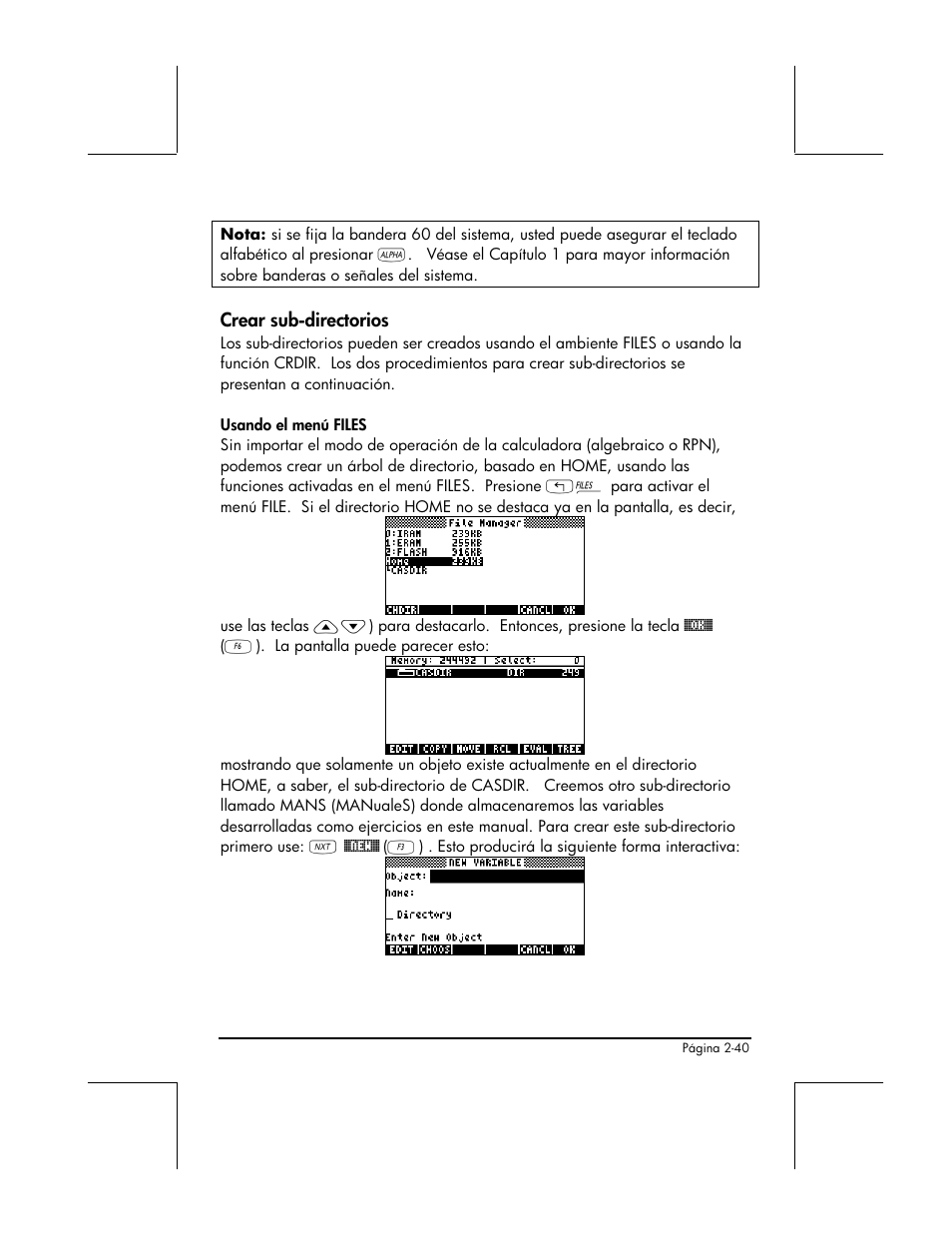 Crear sub-directorios | HP 48gII Graphing Calculator User Manual | Page 100 / 892