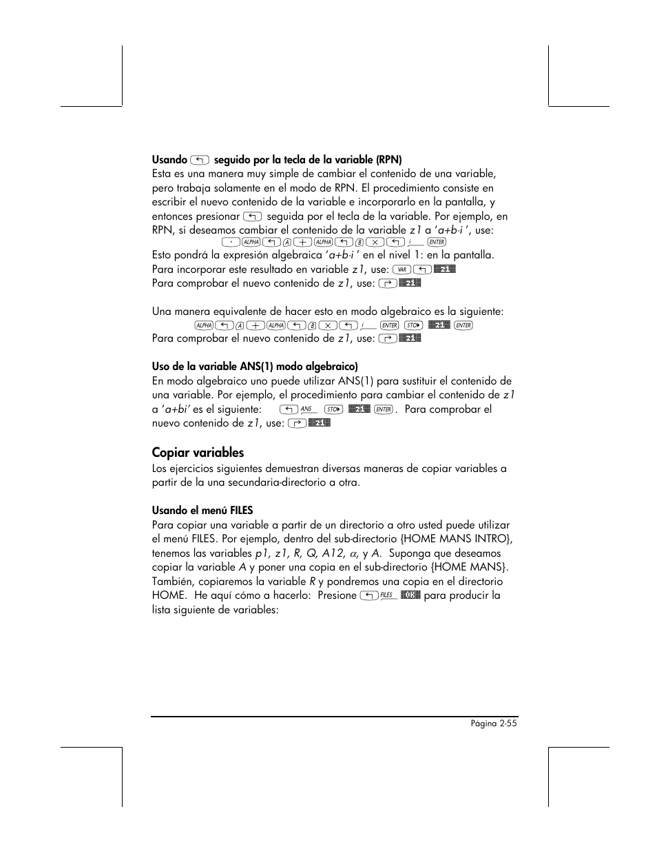 Copiar variables | HP 48gII Graphing Calculator User Manual | Page 115 / 892