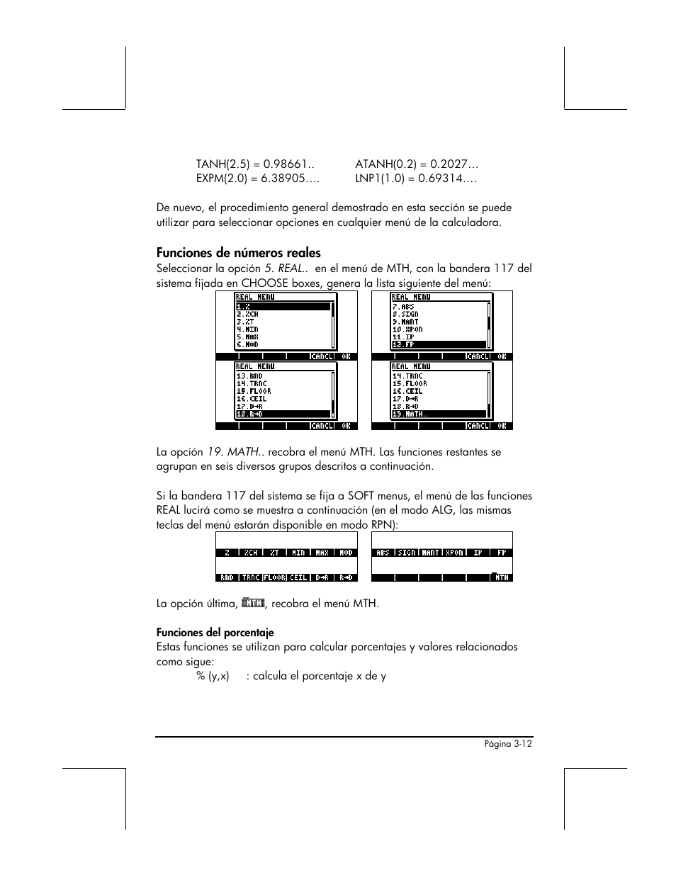 Funciones de numeros reales | HP 48gII Graphing Calculator User Manual | Page 141 / 892