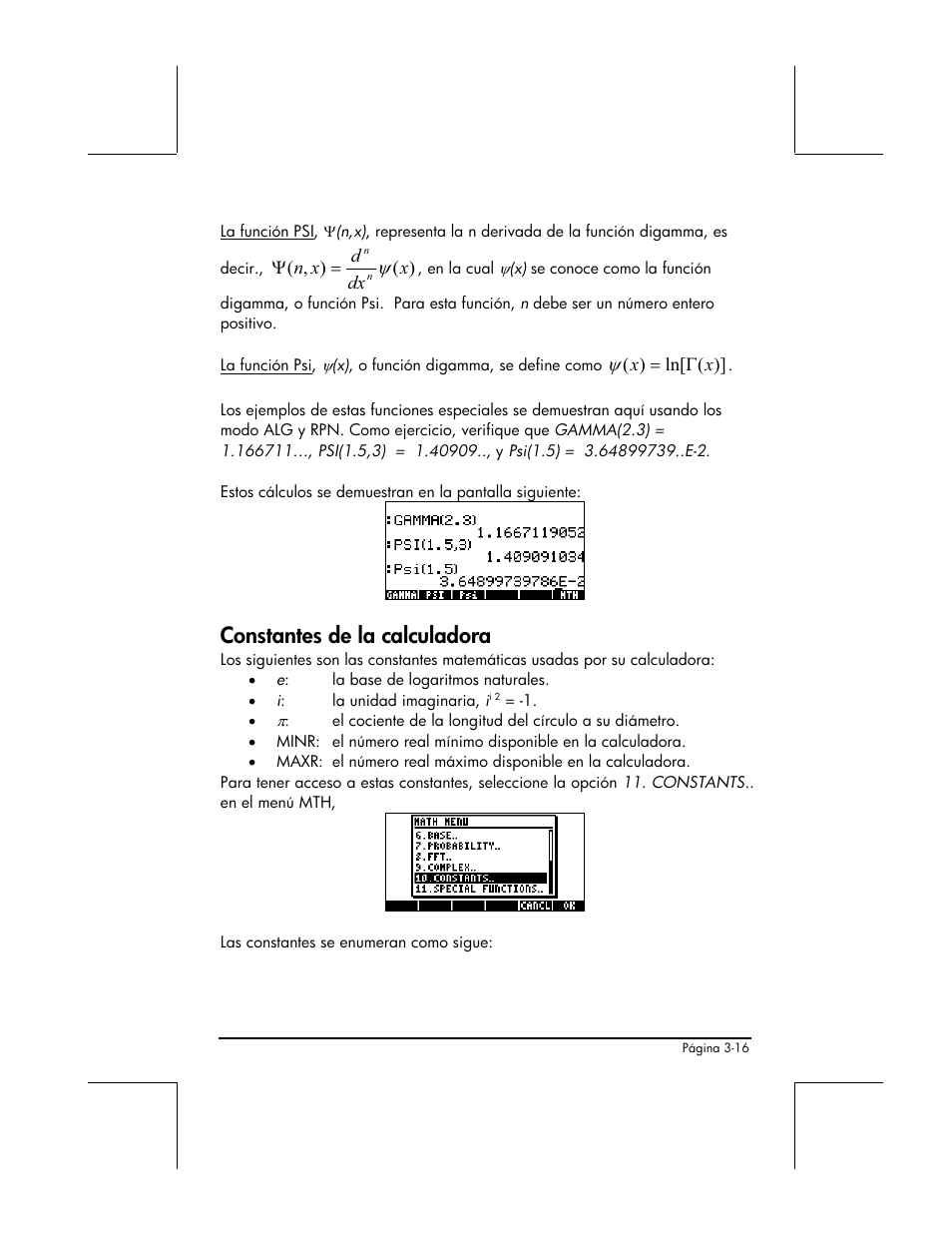 Constantes de la calculadora | HP 48gII Graphing Calculator User Manual | Page 145 / 892