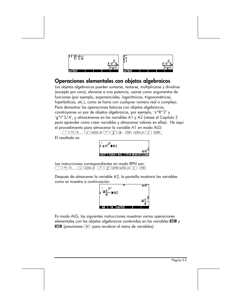 Operaciones elementales con objetos algebraicos | HP 48gII Graphing Calculator User Manual | Page 177 / 892