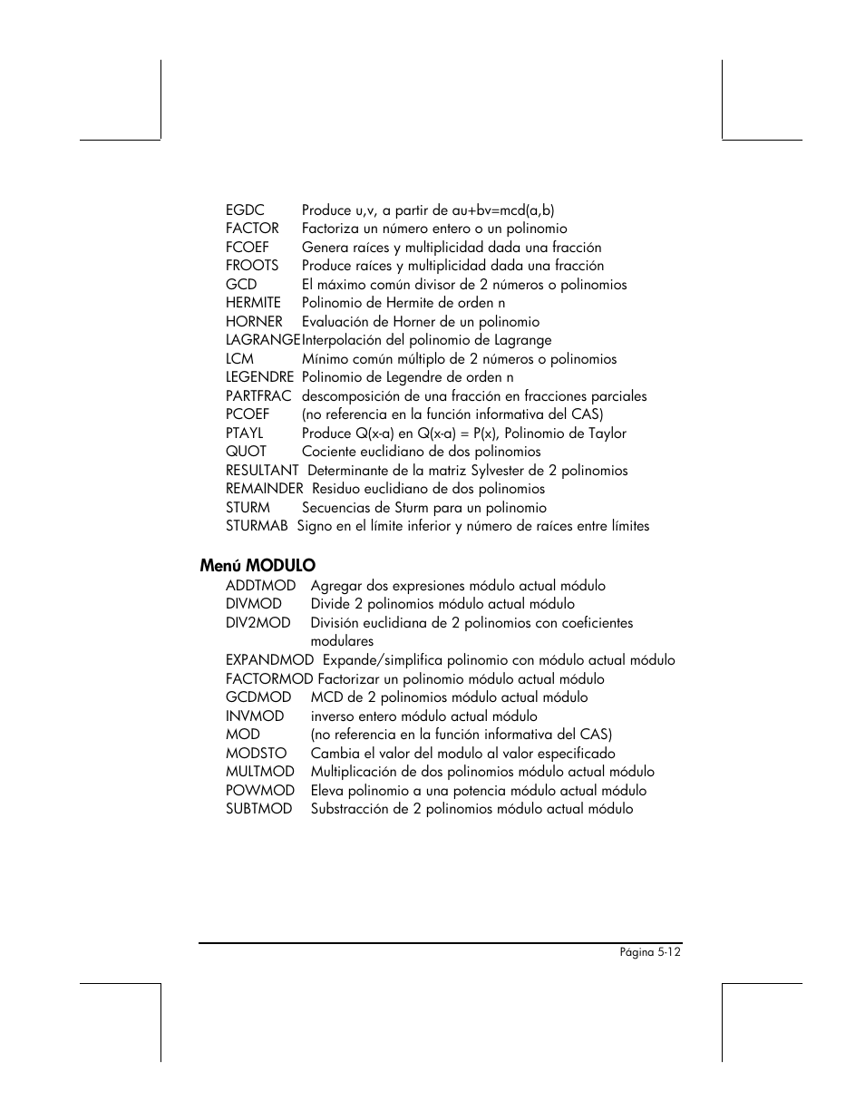 Menu modulo | HP 48gII Graphing Calculator User Manual | Page 187 / 892