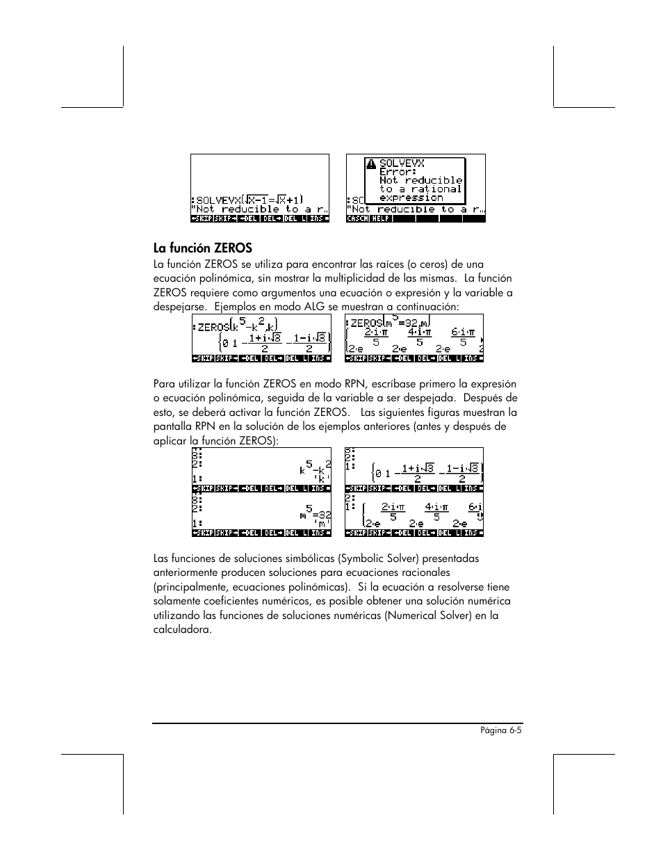 La funcion zeros | HP 48gII Graphing Calculator User Manual | Page 211 / 892