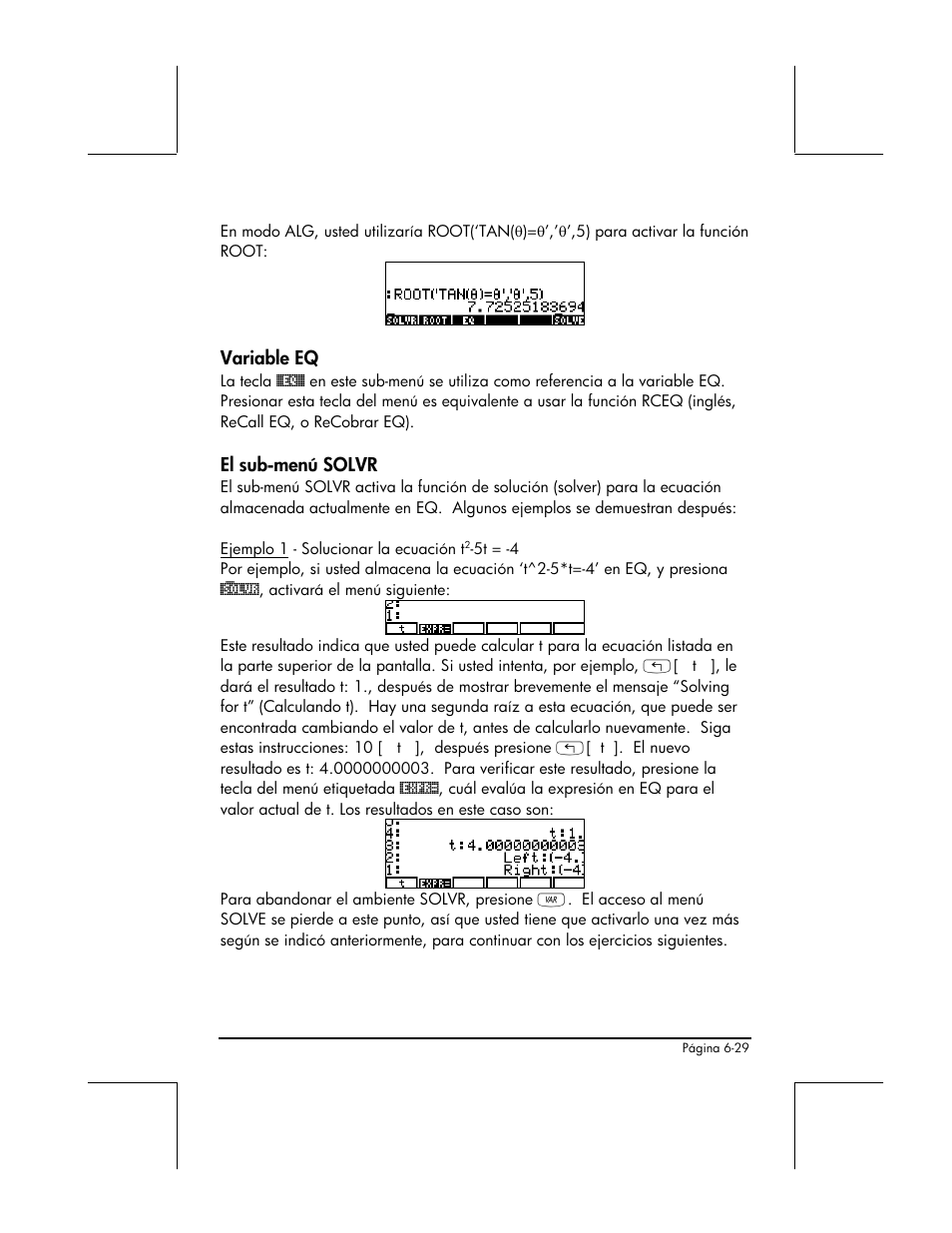 Variable eq, El sub-menu solvr | HP 48gII Graphing Calculator User Manual | Page 235 / 892