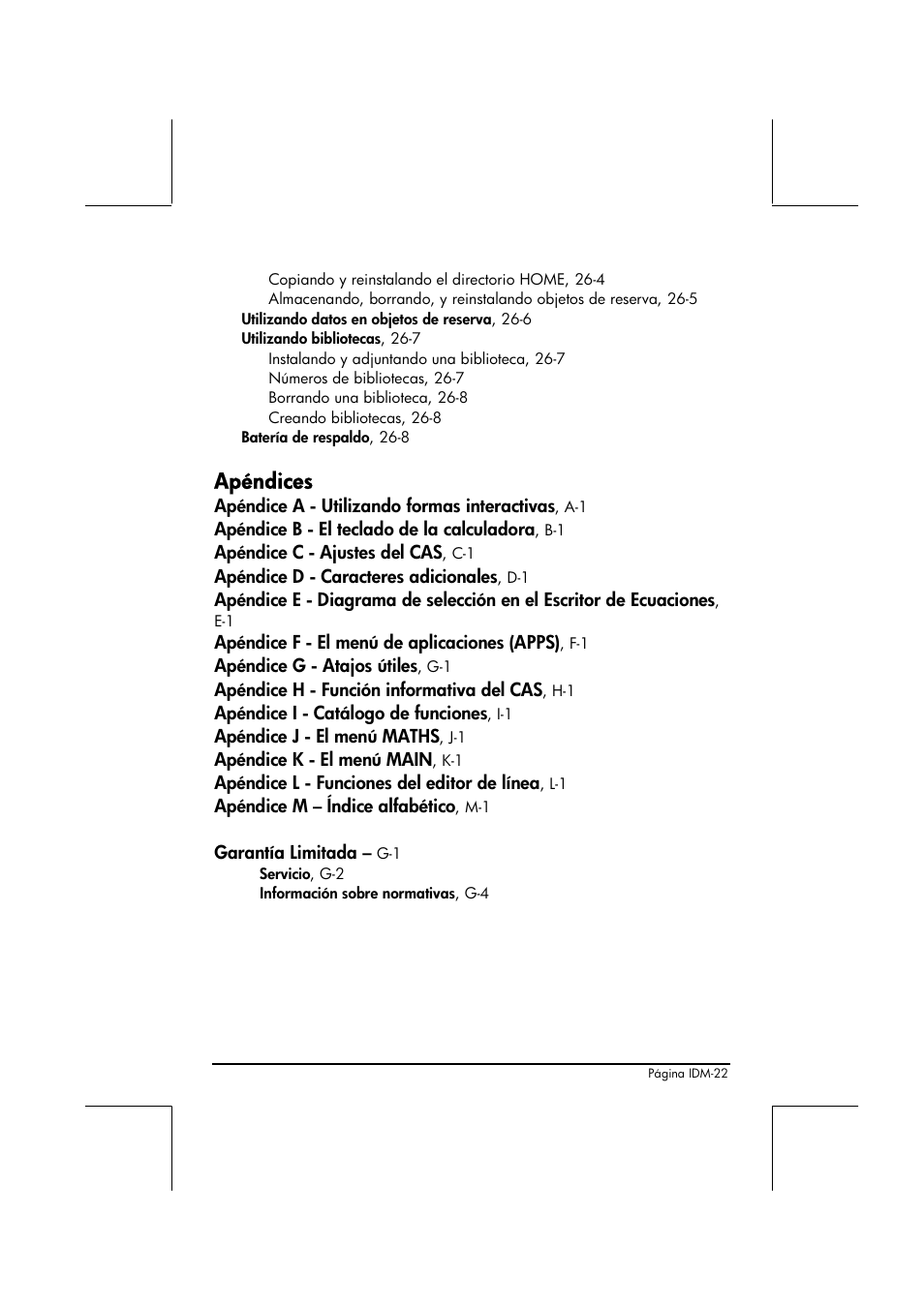 Apéndices | HP 48gII Graphing Calculator User Manual | Page 26 / 892