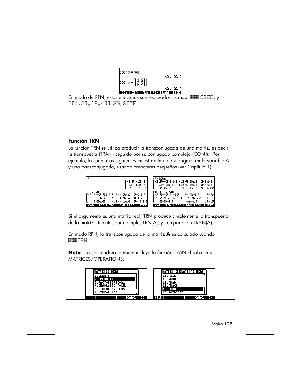 Funcion trn | HP 48gII Graphing Calculator User Manual | Page 315 / 892