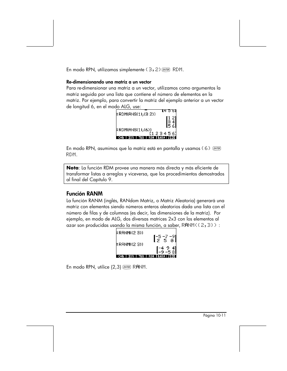 Funcion ranm | HP 48gII Graphing Calculator User Manual | Page 318 / 892