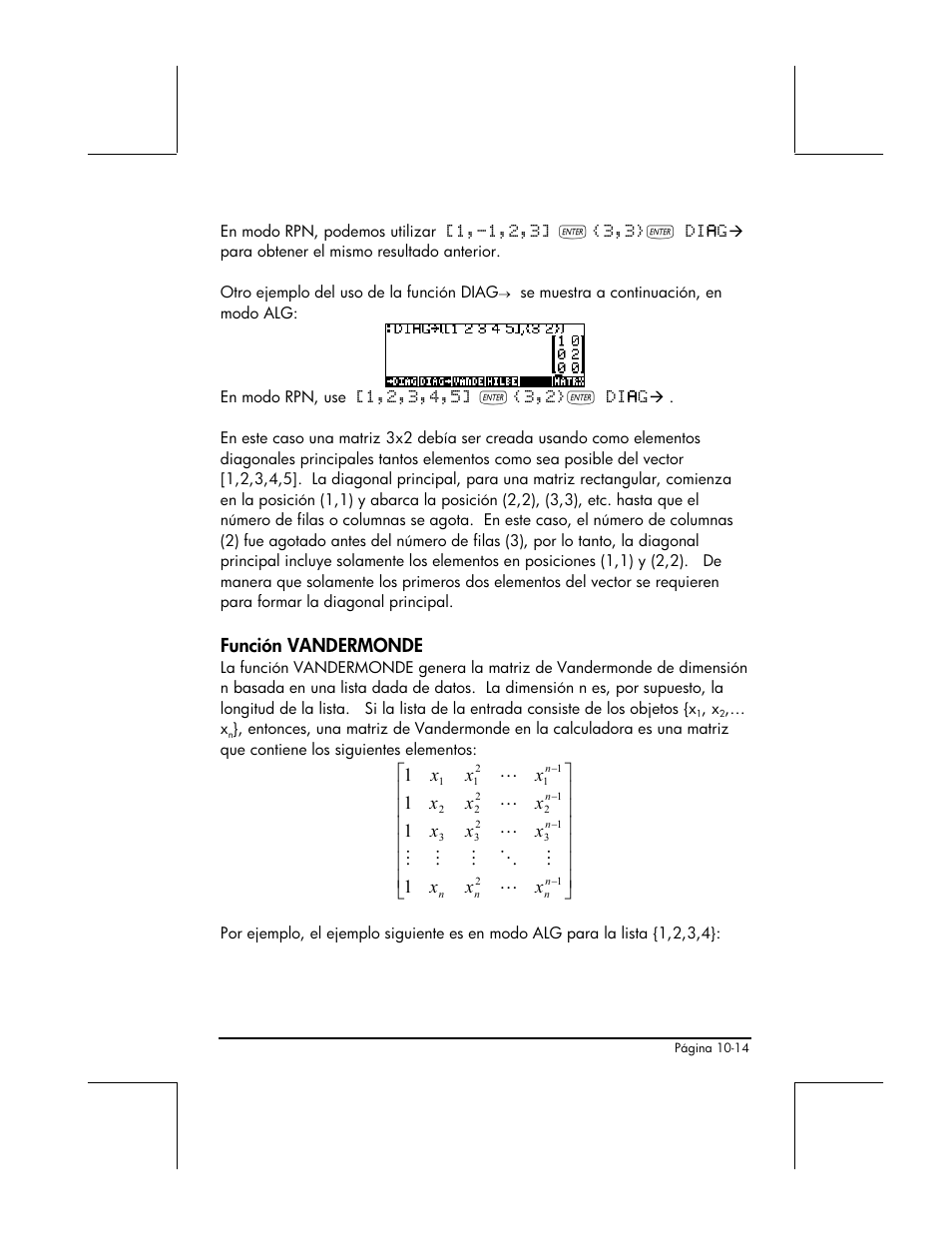 Funcion vandermonde | HP 48gII Graphing Calculator User Manual | Page 321 / 892