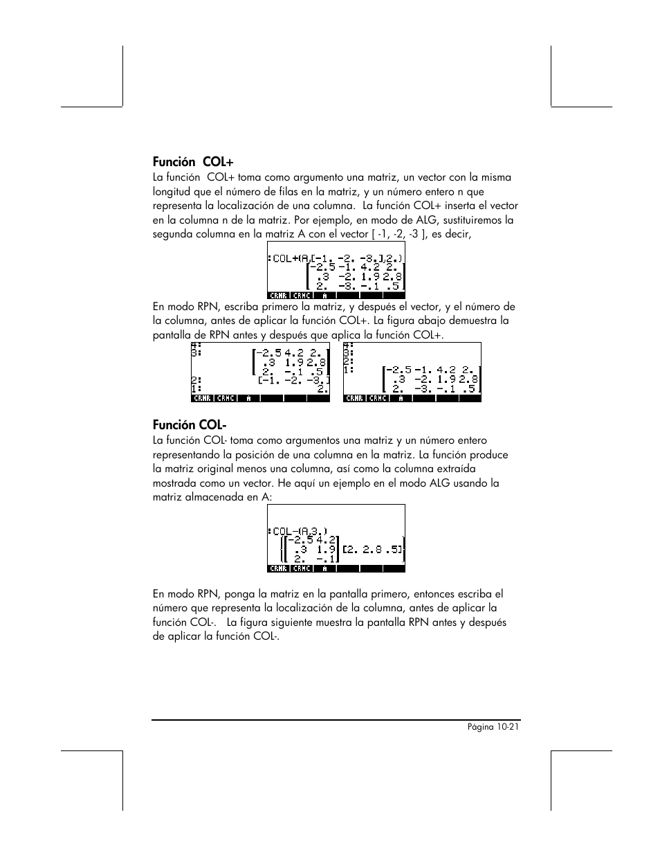 Funcion col | HP 48gII Graphing Calculator User Manual | Page 328 / 892