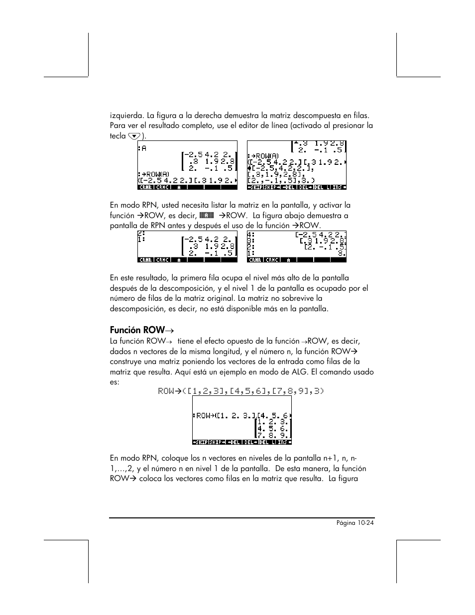 Funcion row | HP 48gII Graphing Calculator User Manual | Page 331 / 892