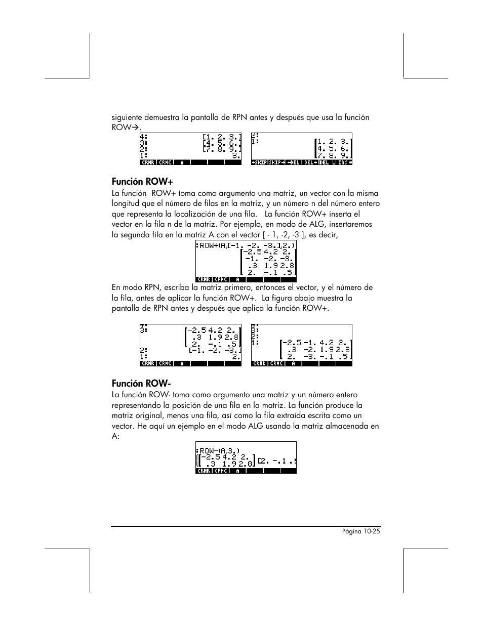 Funcion row | HP 48gII Graphing Calculator User Manual | Page 332 / 892