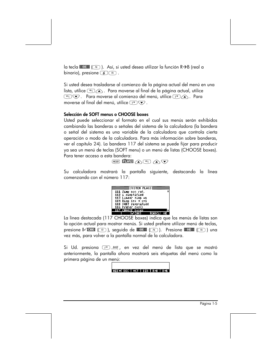 Seleccion de soft menus o choose boxes | HP 48gII Graphing Calculator User Manual | Page 34 / 892