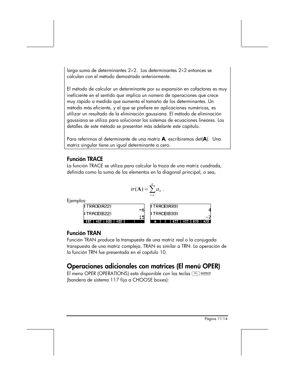 Funcion trace, Funcion tran | HP 48gII Graphing Calculator User Manual | Page 349 / 892