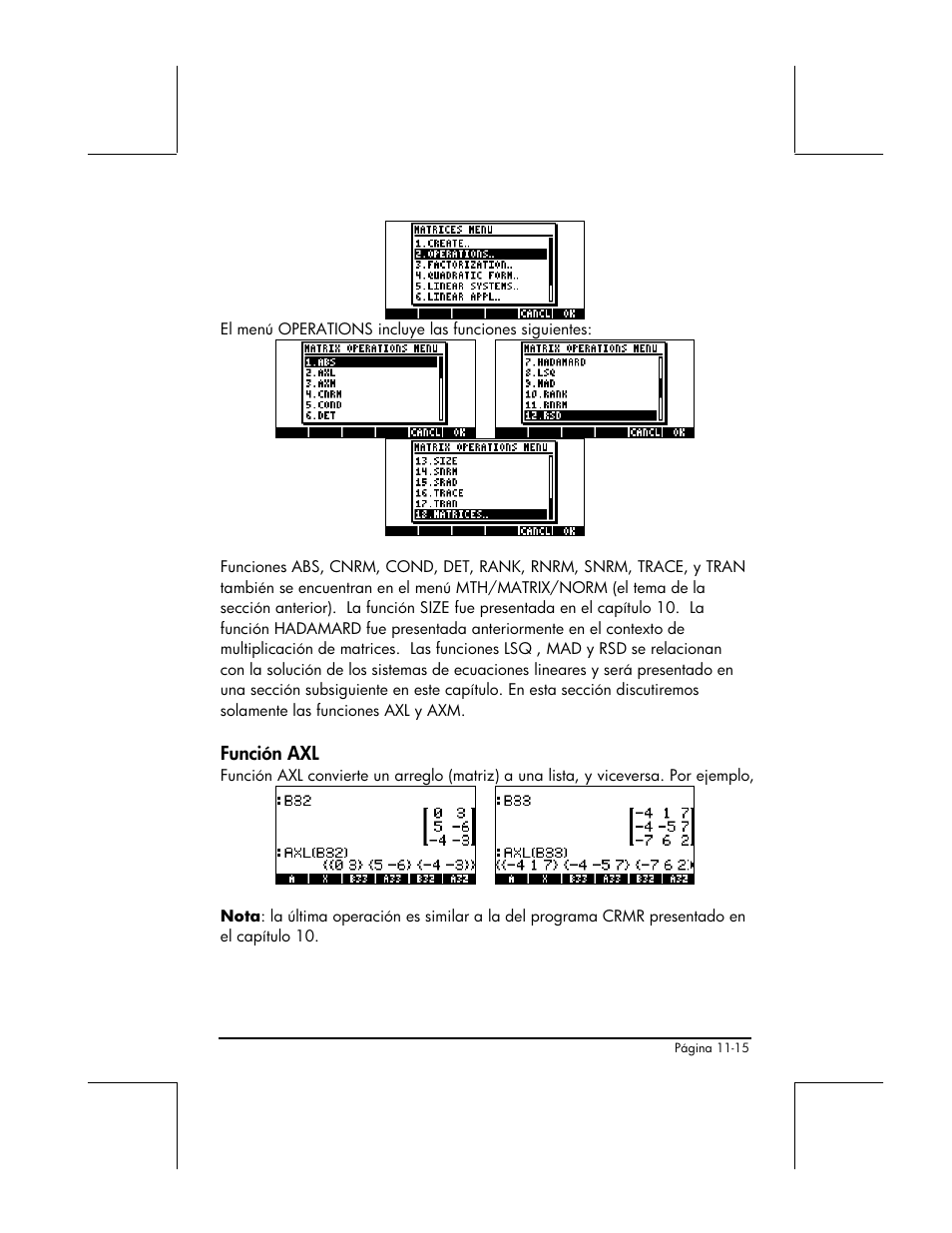 Funcion axl | HP 48gII Graphing Calculator User Manual | Page 350 / 892