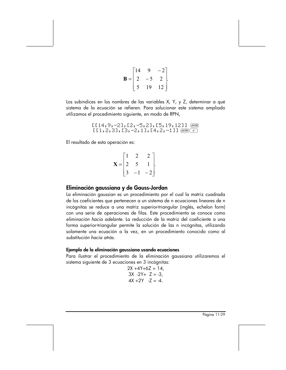 Eliminacion gaussiana y de gauss-jordan | HP 48gII Graphing Calculator User Manual | Page 364 / 892