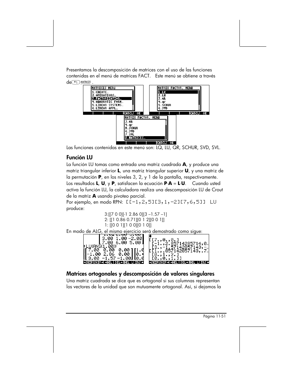 Funcion lu | HP 48gII Graphing Calculator User Manual | Page 386 / 892