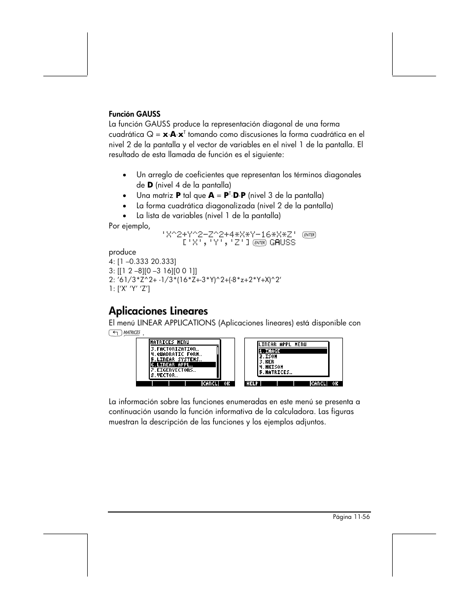 Aplicaciones lineares | HP 48gII Graphing Calculator User Manual | Page 391 / 892