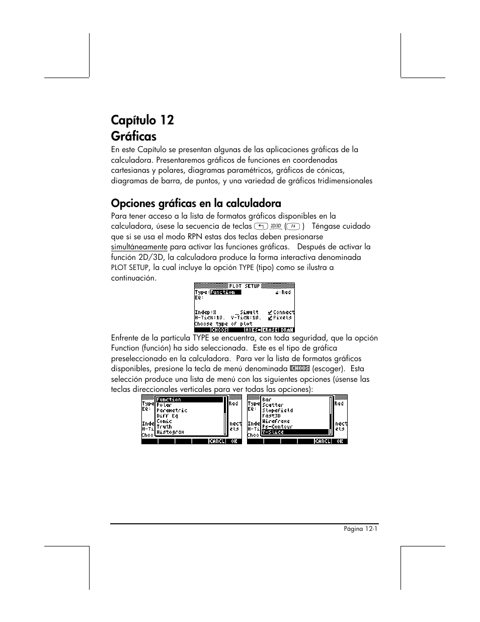 Capitulo 12 graficas, Opciones graficas en la calculadora, Capítulo 12 gráficas | Opciones gráficas en la calculadora | HP 48gII Graphing Calculator User Manual | Page 393 / 892