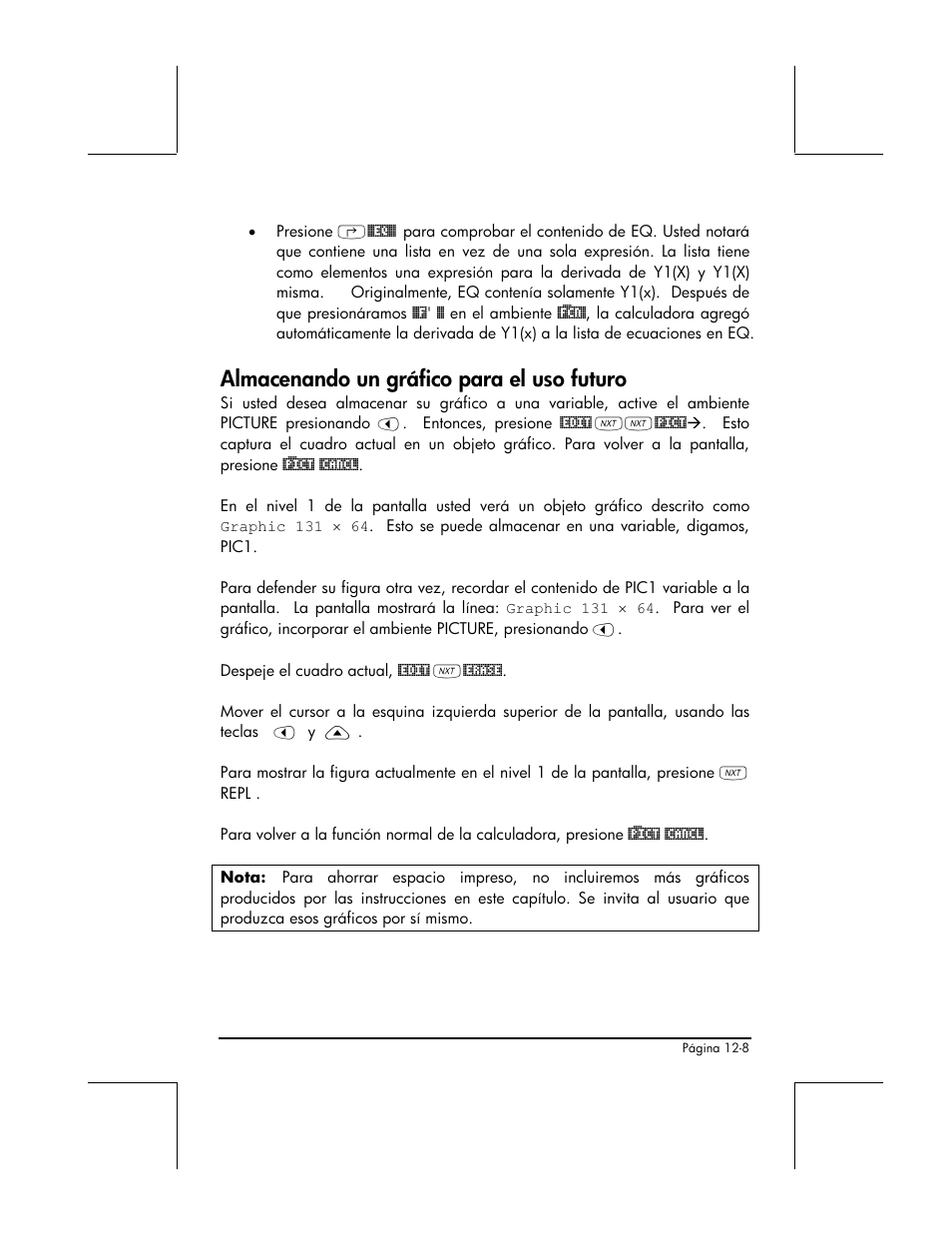 Almacenando un grafico para el uso futuro, Almacenando un gráfico para el uso futuro | HP 48gII Graphing Calculator User Manual | Page 400 / 892