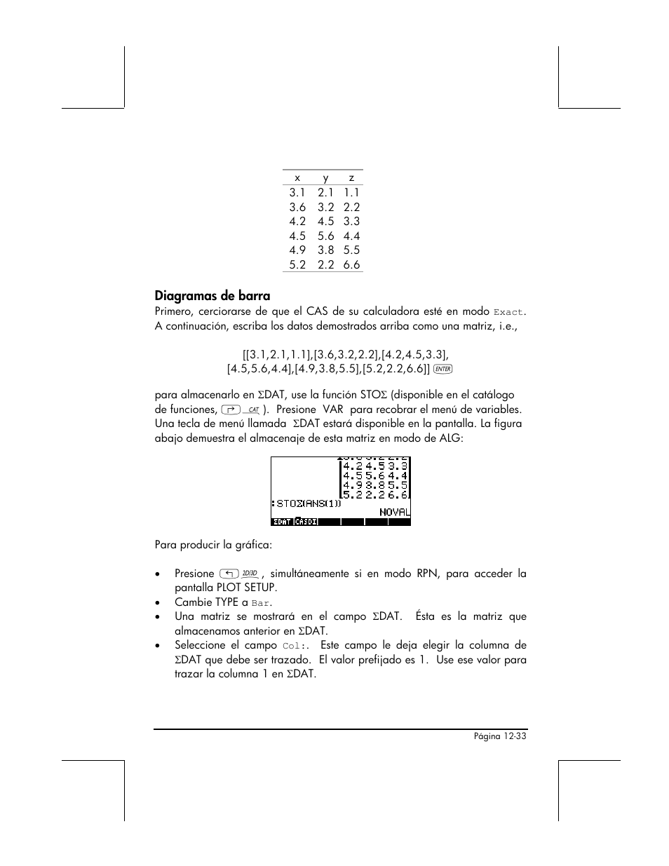 Diagramas de barra | HP 48gII Graphing Calculator User Manual | Page 425 / 892