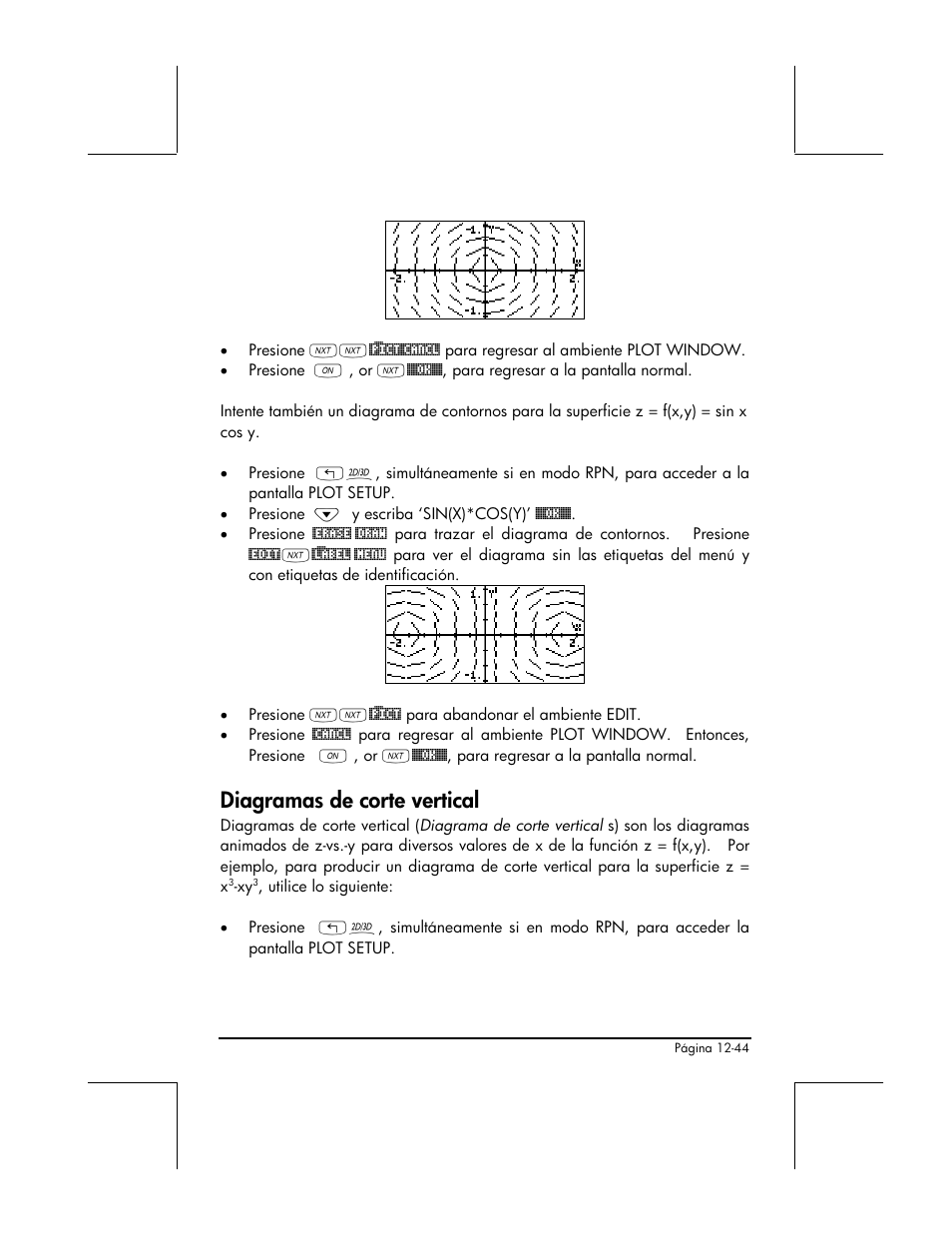 Diagramas de corte vertical | HP 48gII Graphing Calculator User Manual | Page 436 / 892