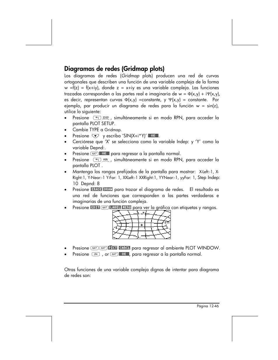 Diagramas de redes (gridmap plots) | HP 48gII Graphing Calculator User Manual | Page 438 / 892