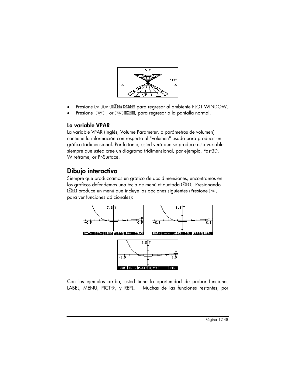 La variable vpar, Dibujo interactivo | HP 48gII Graphing Calculator User Manual | Page 440 / 892