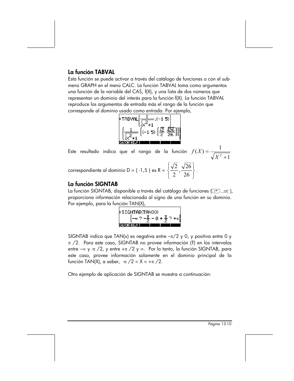 La funcion tabval, La funcion signtab | HP 48gII Graphing Calculator User Manual | Page 461 / 892