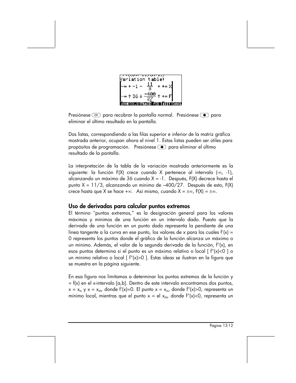 Uso de derivadas para calcular puntos extremos | HP 48gII Graphing Calculator User Manual | Page 463 / 892