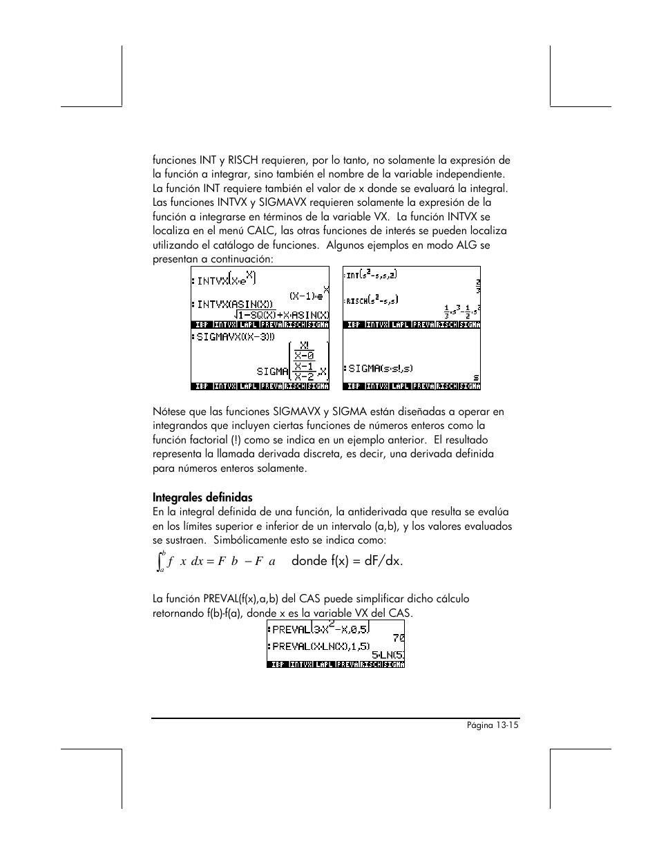 Integrales definidas | HP 48gII Graphing Calculator User Manual | Page 466 / 892