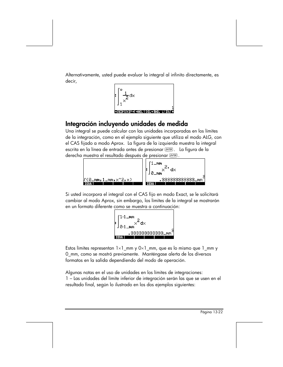 Integracion incluyendo unidades de medida, Integración incluyendo unidades de medida | HP 48gII Graphing Calculator User Manual | Page 473 / 892