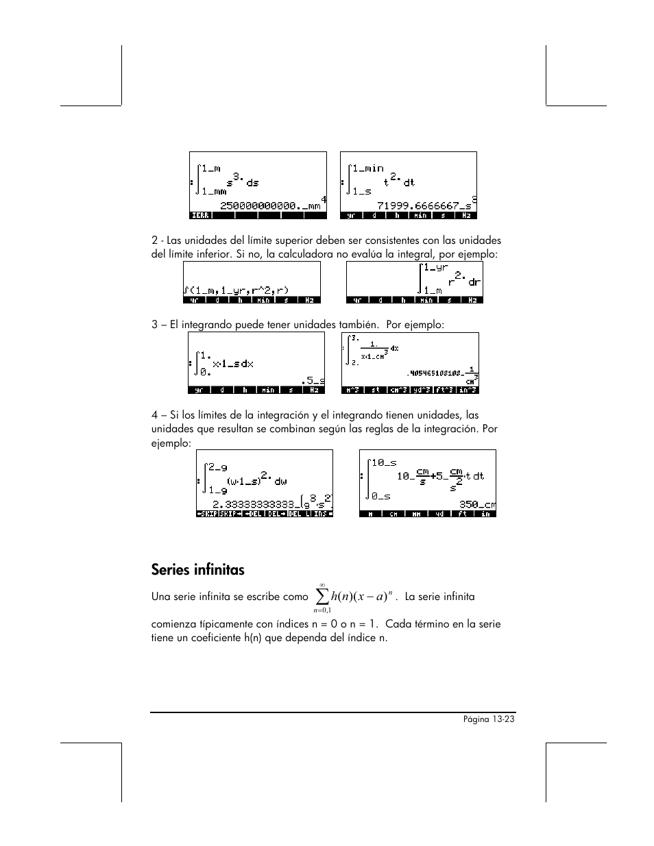 Series infinitas | HP 48gII Graphing Calculator User Manual | Page 474 / 892