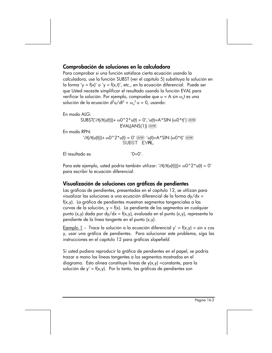 Comprobacion de soluciones en la calculadora, Comprobación de soluciones en la calculadora | HP 48gII Graphing Calculator User Manual | Page 498 / 892