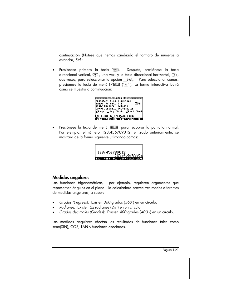 Medidas angulares | HP 48gII Graphing Calculator User Manual | Page 50 / 892