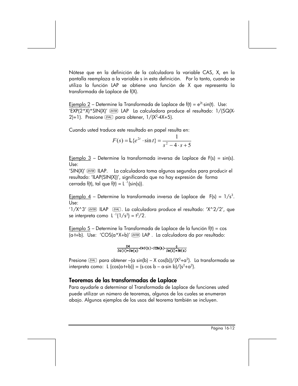 Teoremas de las transformadas de laplace | HP 48gII Graphing Calculator User Manual | Page 507 / 892