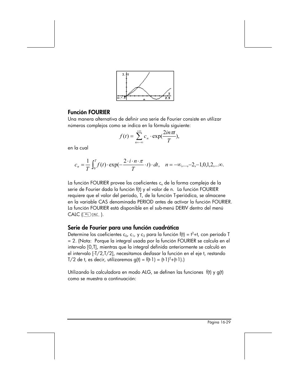 Funcion fourier, Serie de fourier para una funcion cuadratica | HP 48gII Graphing Calculator User Manual | Page 524 / 892