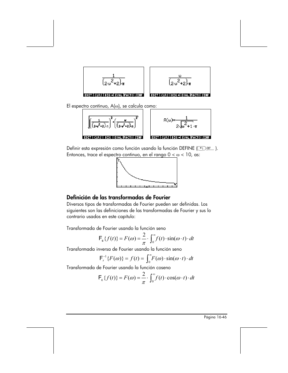 Definicion de las transformadas de fourier | HP 48gII Graphing Calculator User Manual | Page 541 / 892