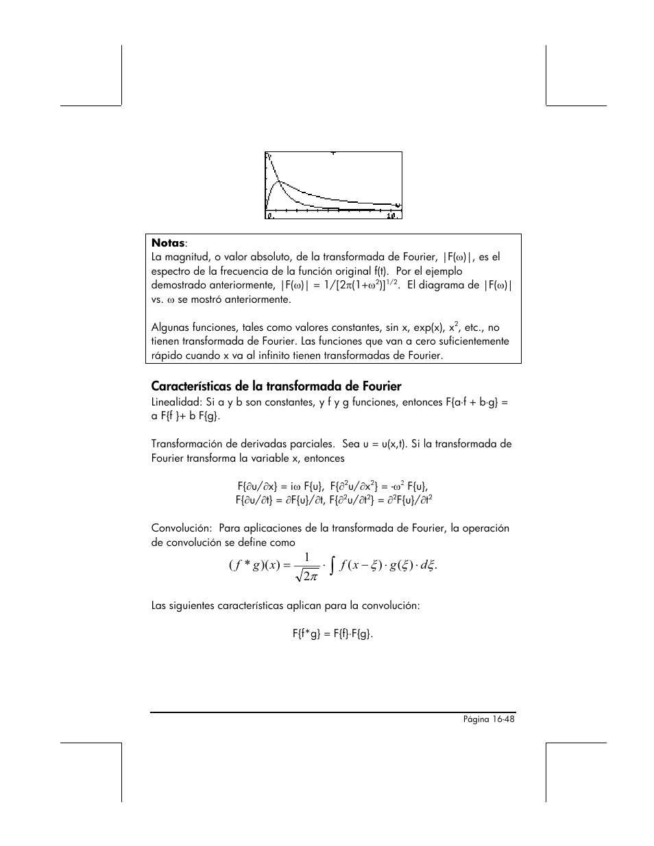 Caracteristicas de la transformada de fourier | HP 48gII Graphing Calculator User Manual | Page 543 / 892