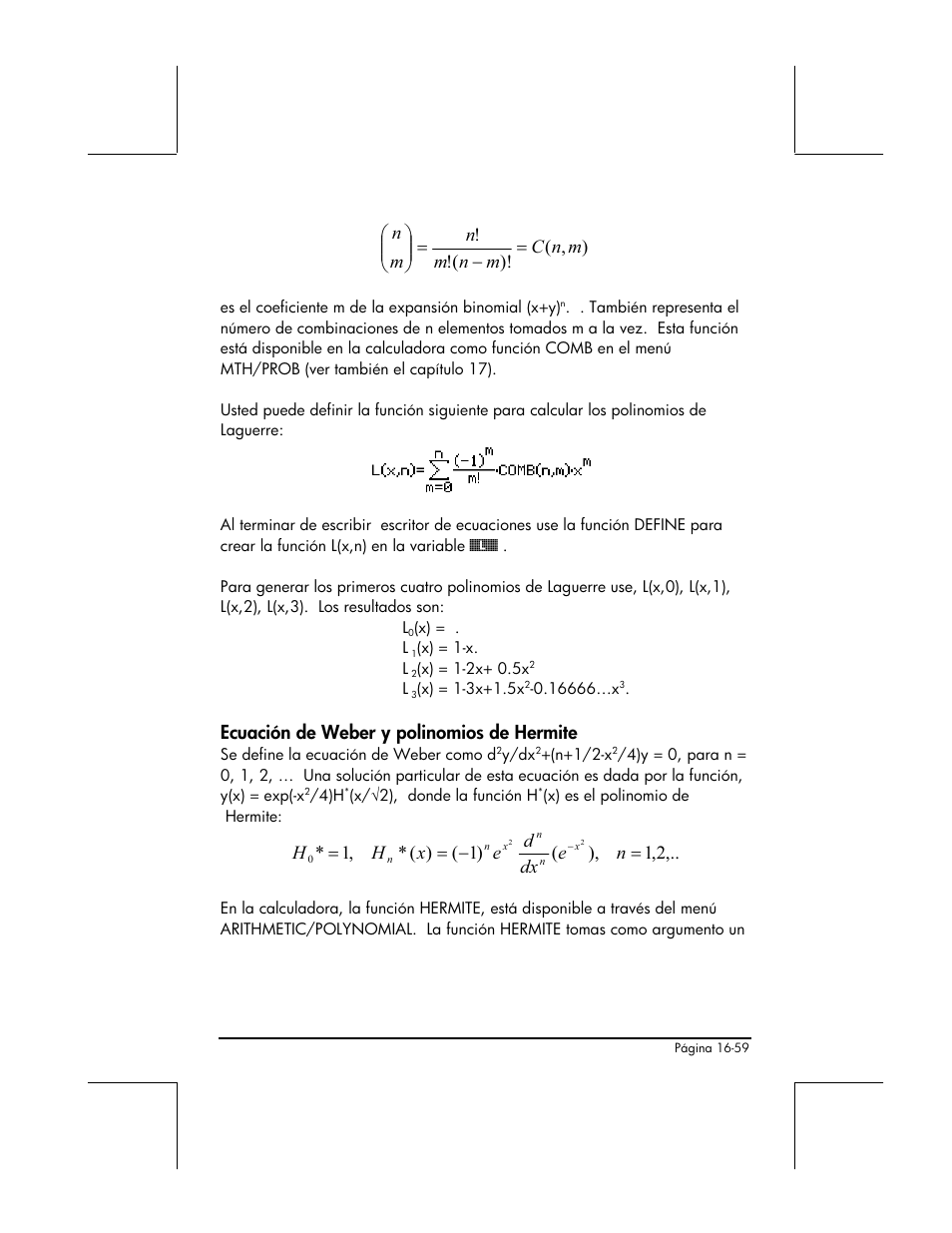 Ecuacion de weber y polinomios de hermite | HP 48gII Graphing Calculator User Manual | Page 554 / 892