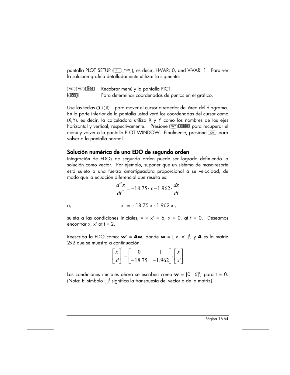 Solucion numerica de una edo de segundo orden | HP 48gII Graphing Calculator User Manual | Page 559 / 892